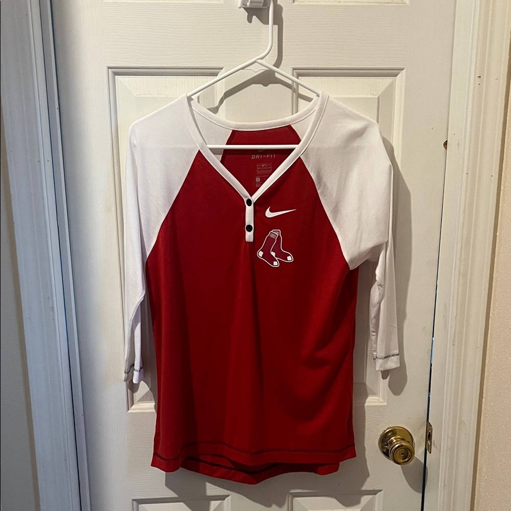 Nike Red and White Raglan Jersey
